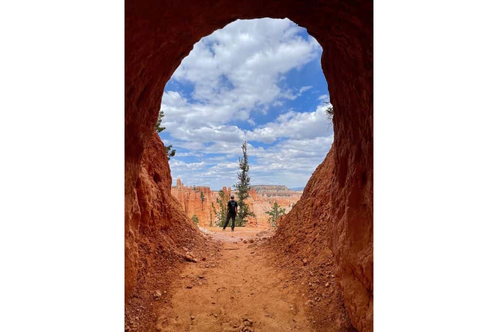 View through an arched opening in Bryce Canyon