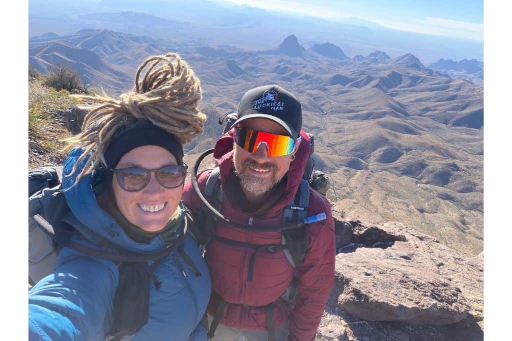 Hikers on the south rim overlook, chisos mountains