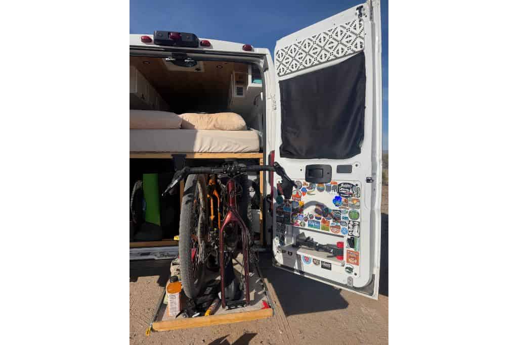 Van storage, indoor bike tray