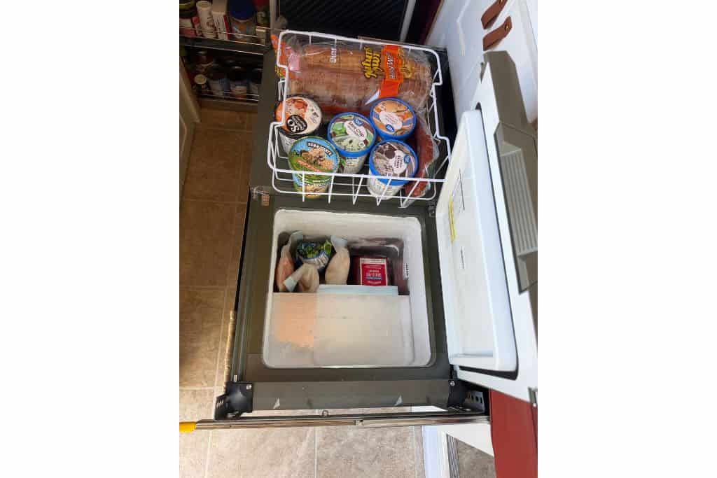 Reusable zip top bags in freezer