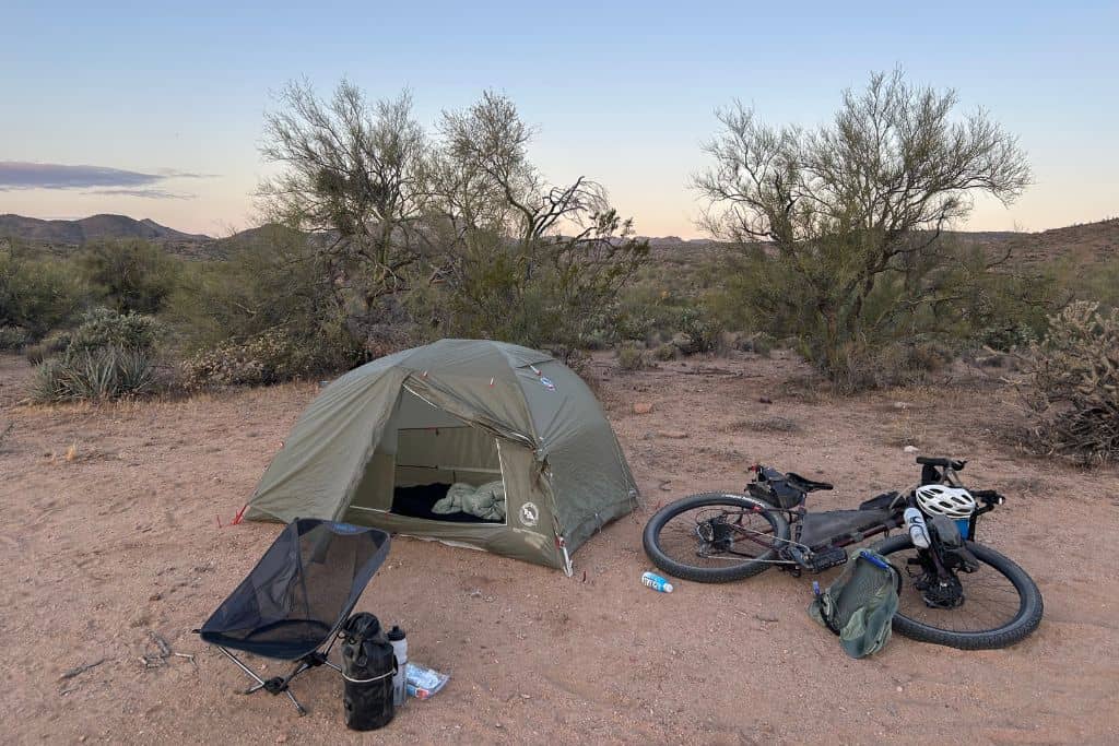 Bikepacking camp setup