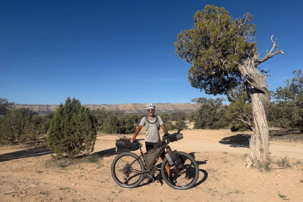 Rider with full bikepacking setup