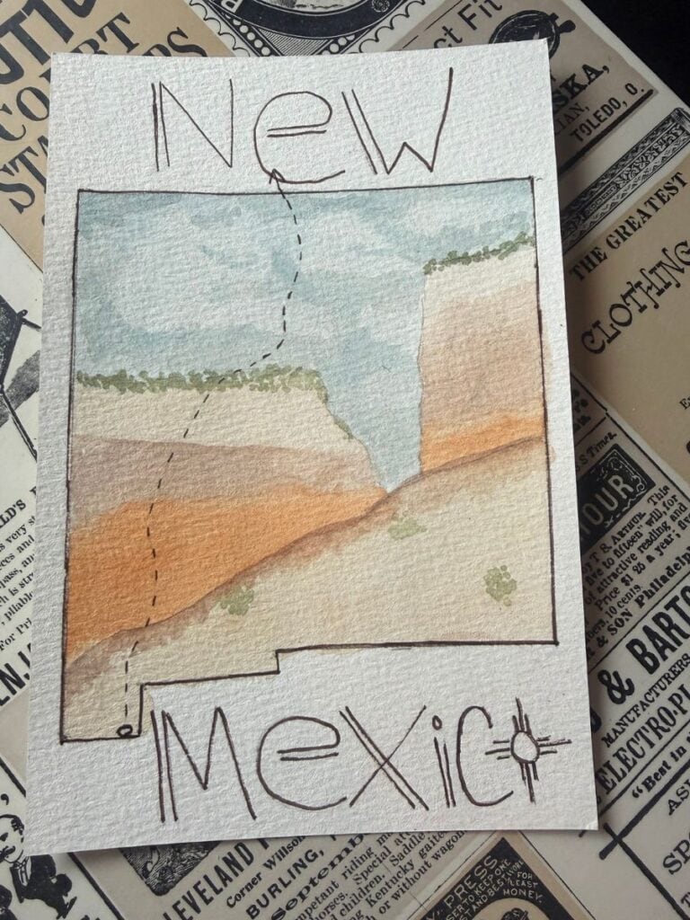 watercolor New Mexico postcard